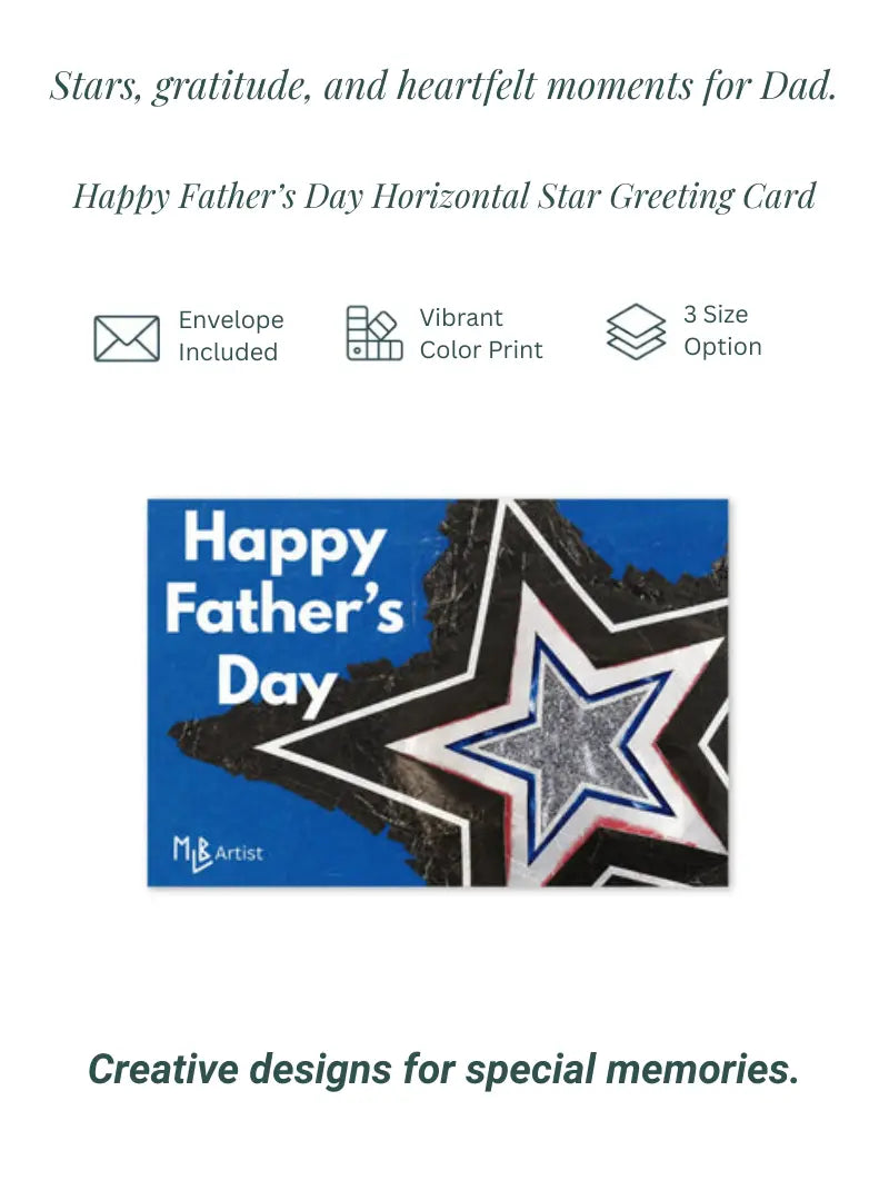 Happy Father's Day Horizontal Star Greeting Card