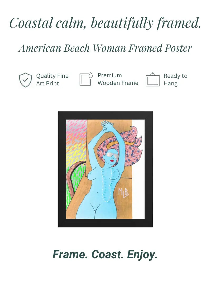 American Beach Woman Framed Poster