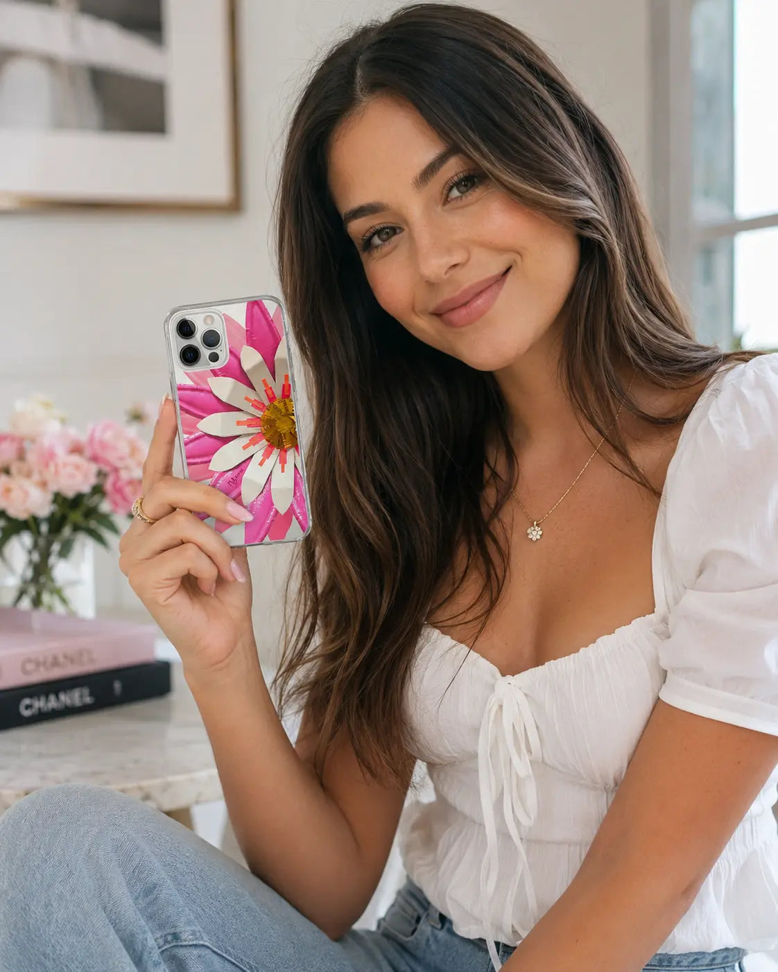 Pink Electric Daisy Clear Case for iPhone®