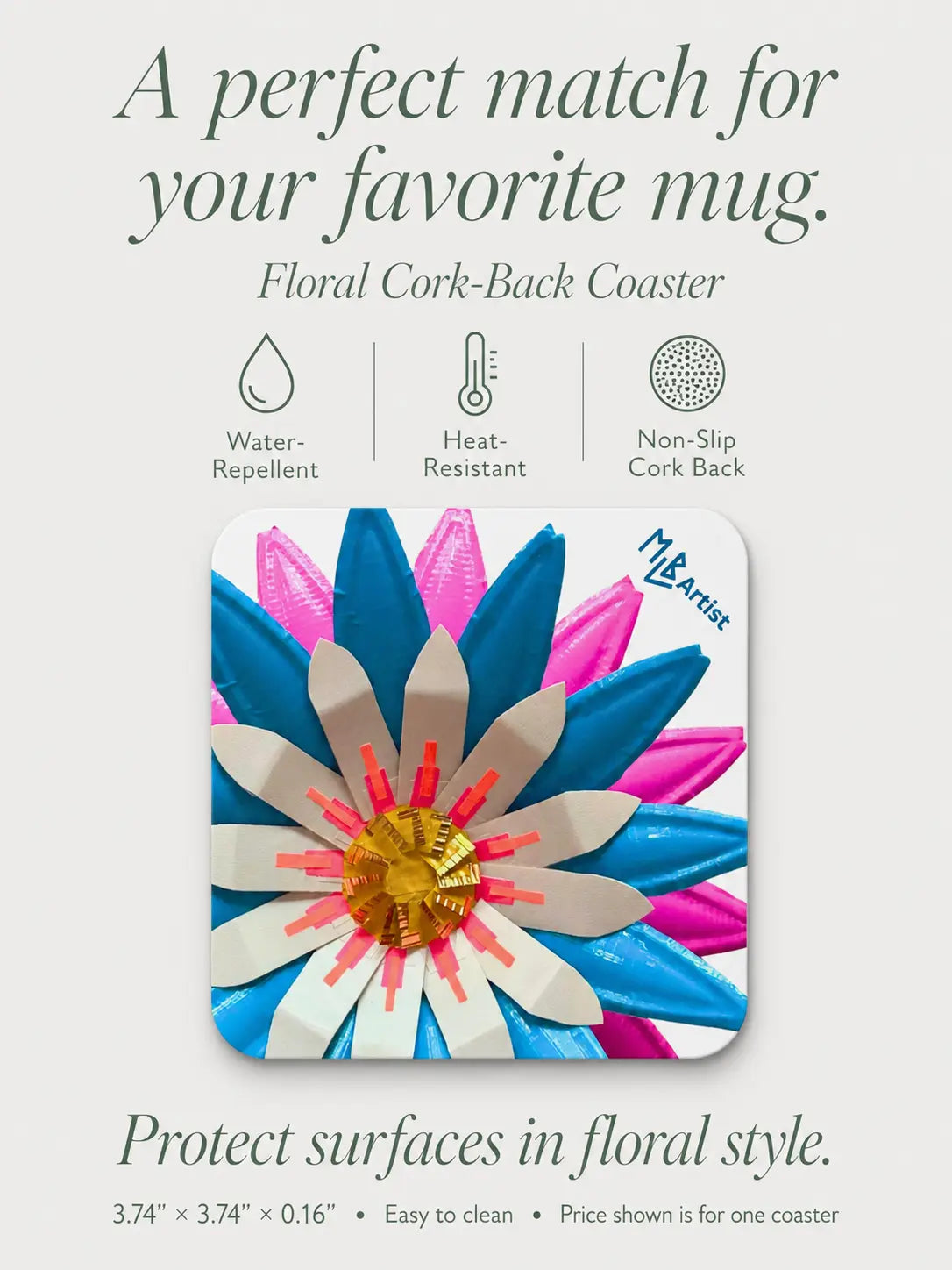 Electric Daisy Cork-Back Coaster