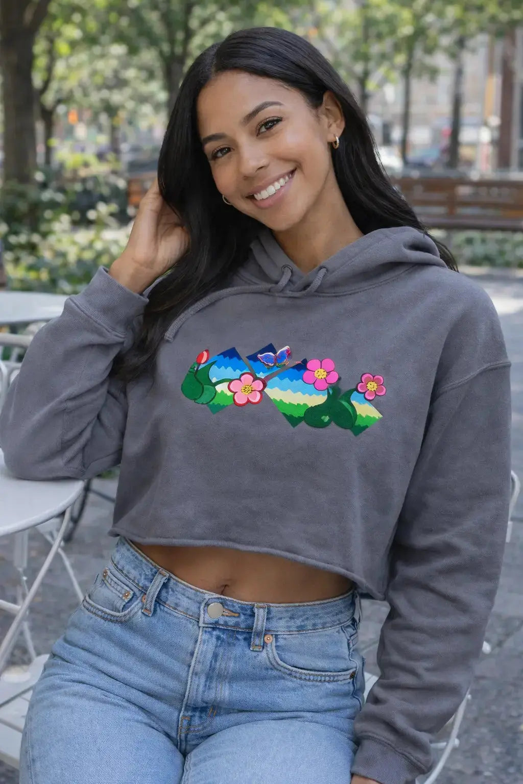Flower Field Fantasy Crop Hoodie MLB Artist