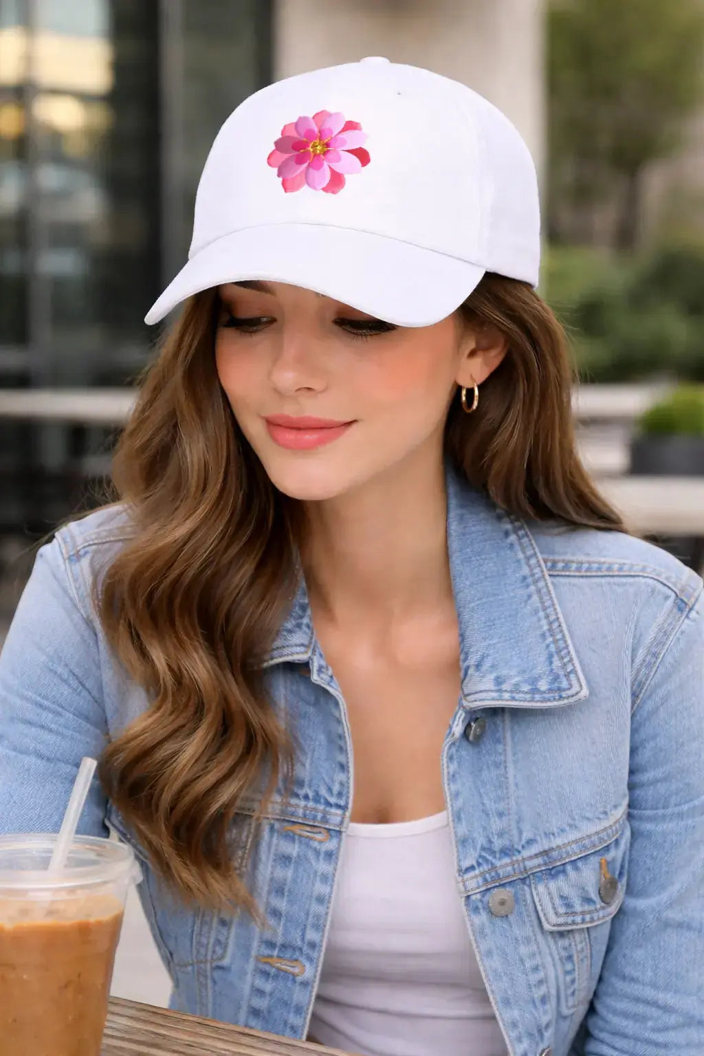 Pink Flower Baseball Cap MLB Artist