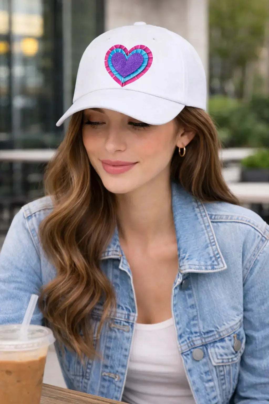Purple Tape Heart Baseball Cap MLB Artist