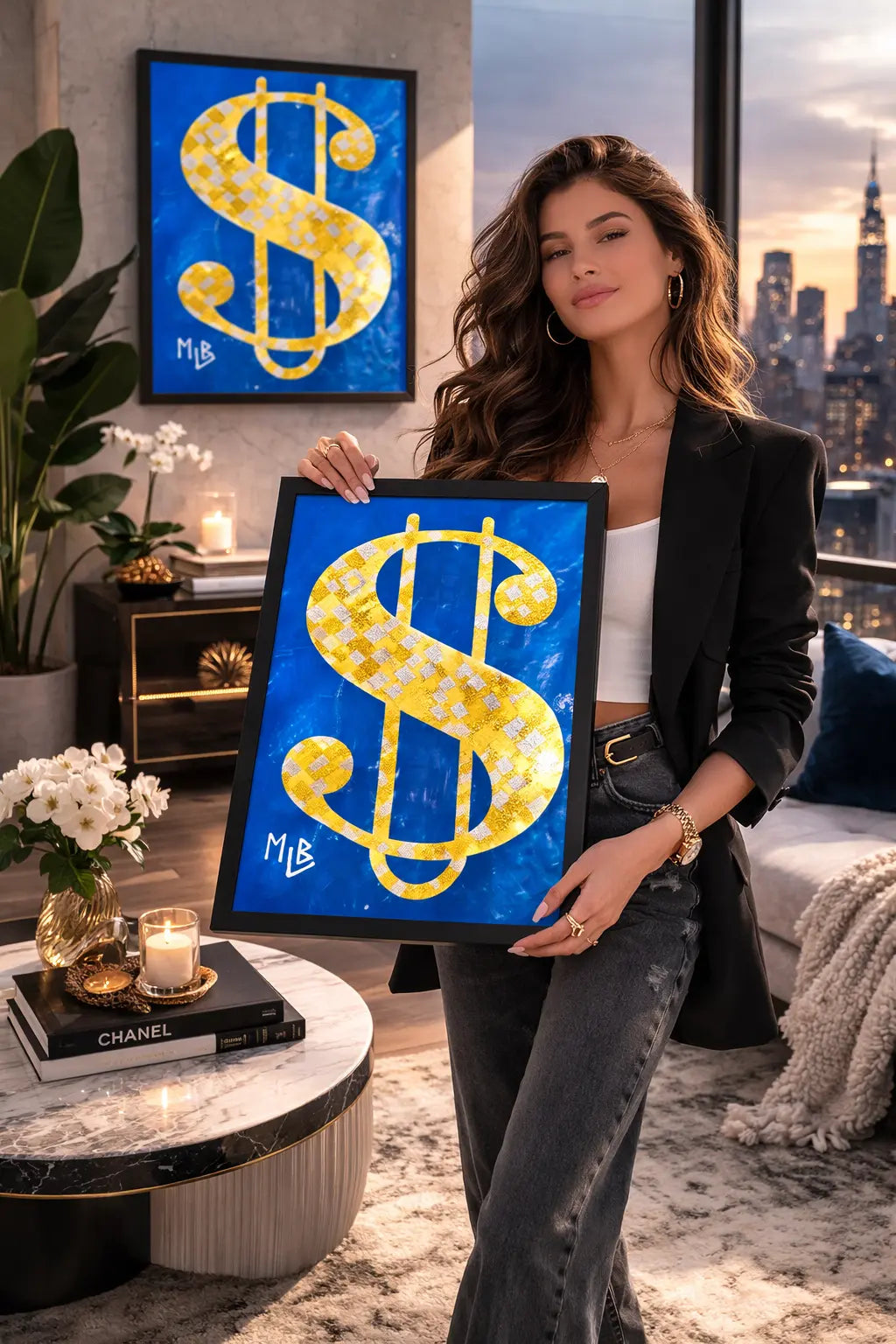 U$ Gold/Blue Framed Poster MLB Artist