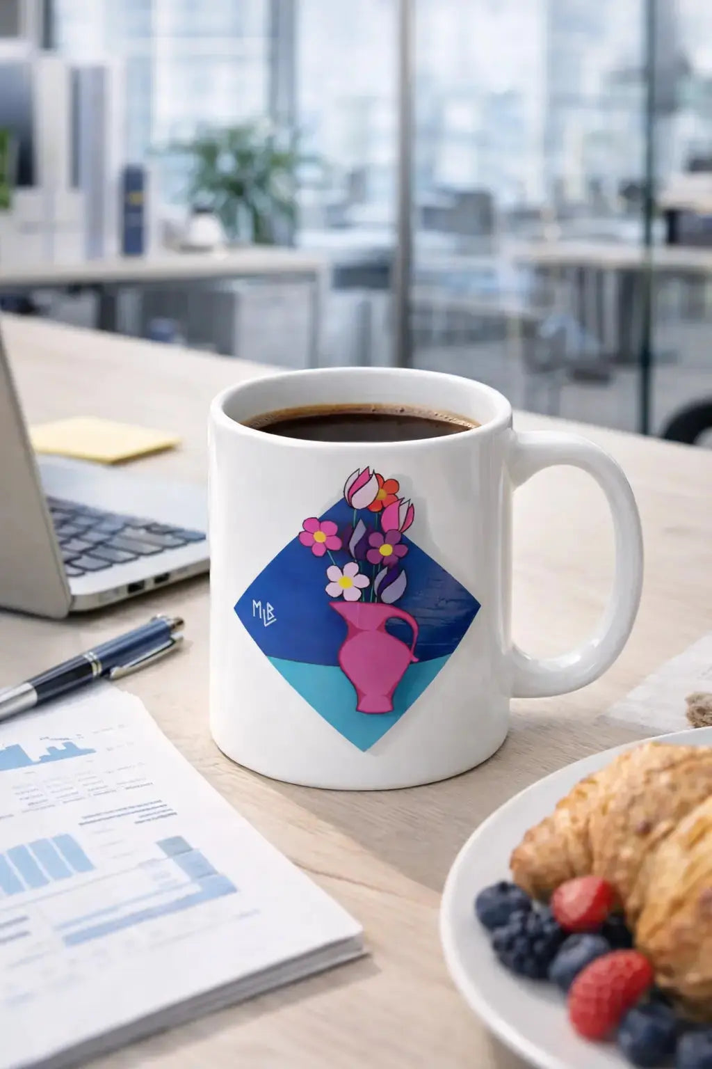 Duct Tape Flowers White Glossy Mug MLB Artist
