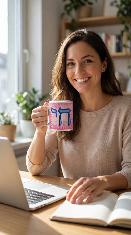 Blue Pink Chai Life White Glossy Mug