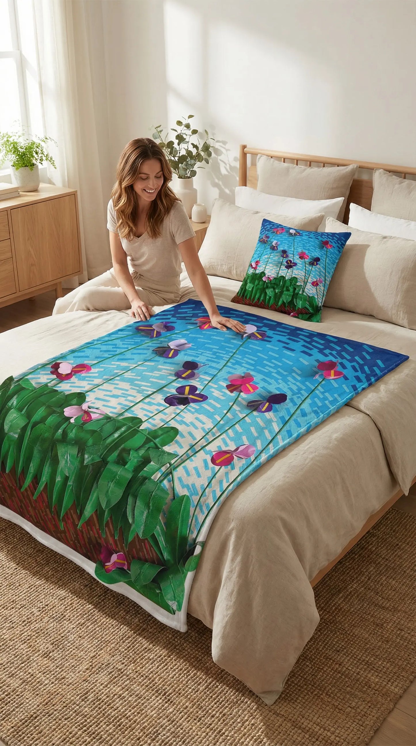 Flower Field Throw Blanket MLB Artist