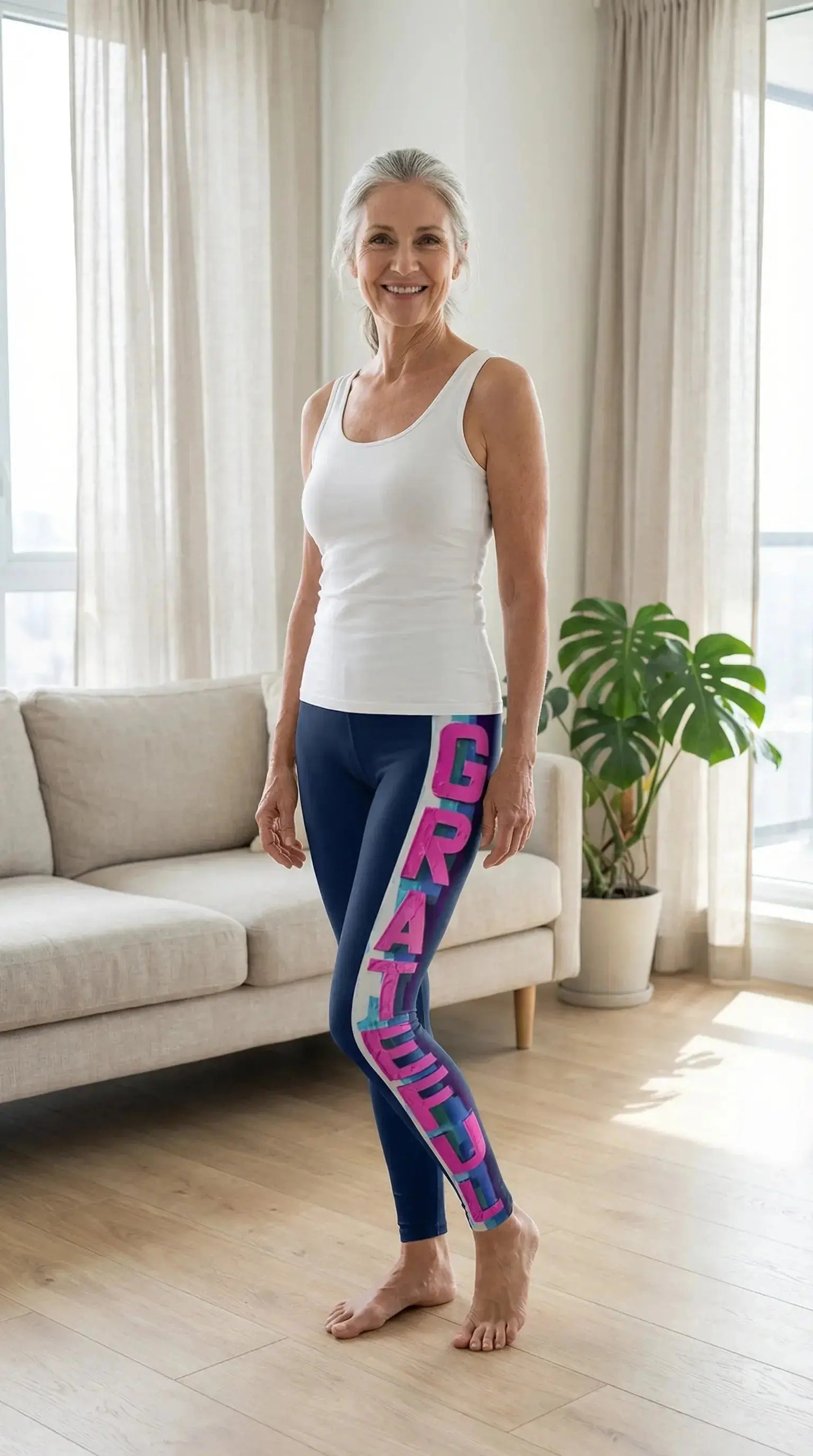 Navy Blue GRATEFUL Yoga Leggings MLB Artist