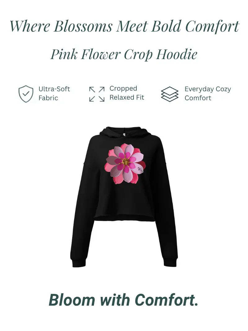 Pink Flower Crop Hoodie
