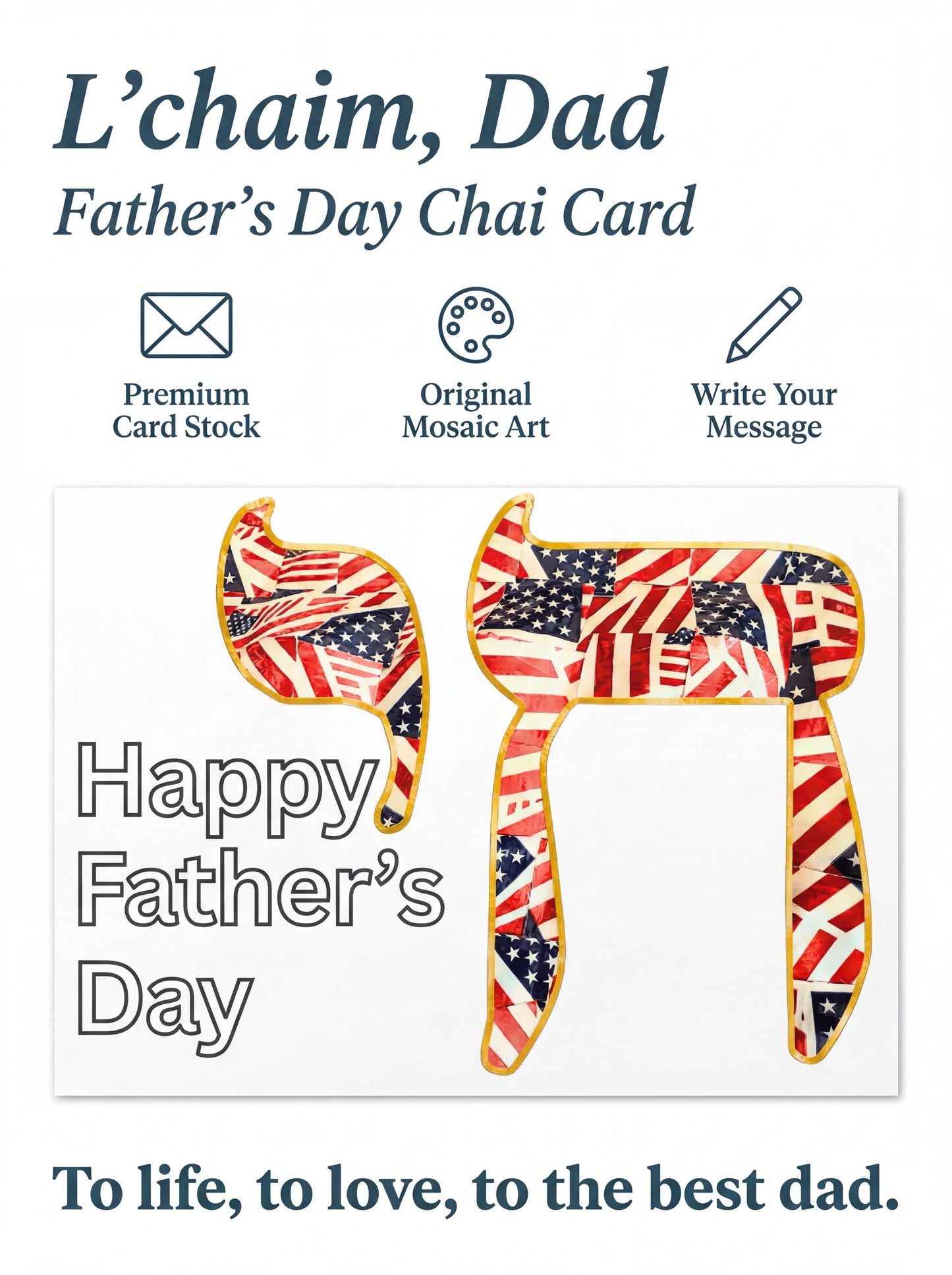Happy Father's Day American Flag Chai Greeting Card