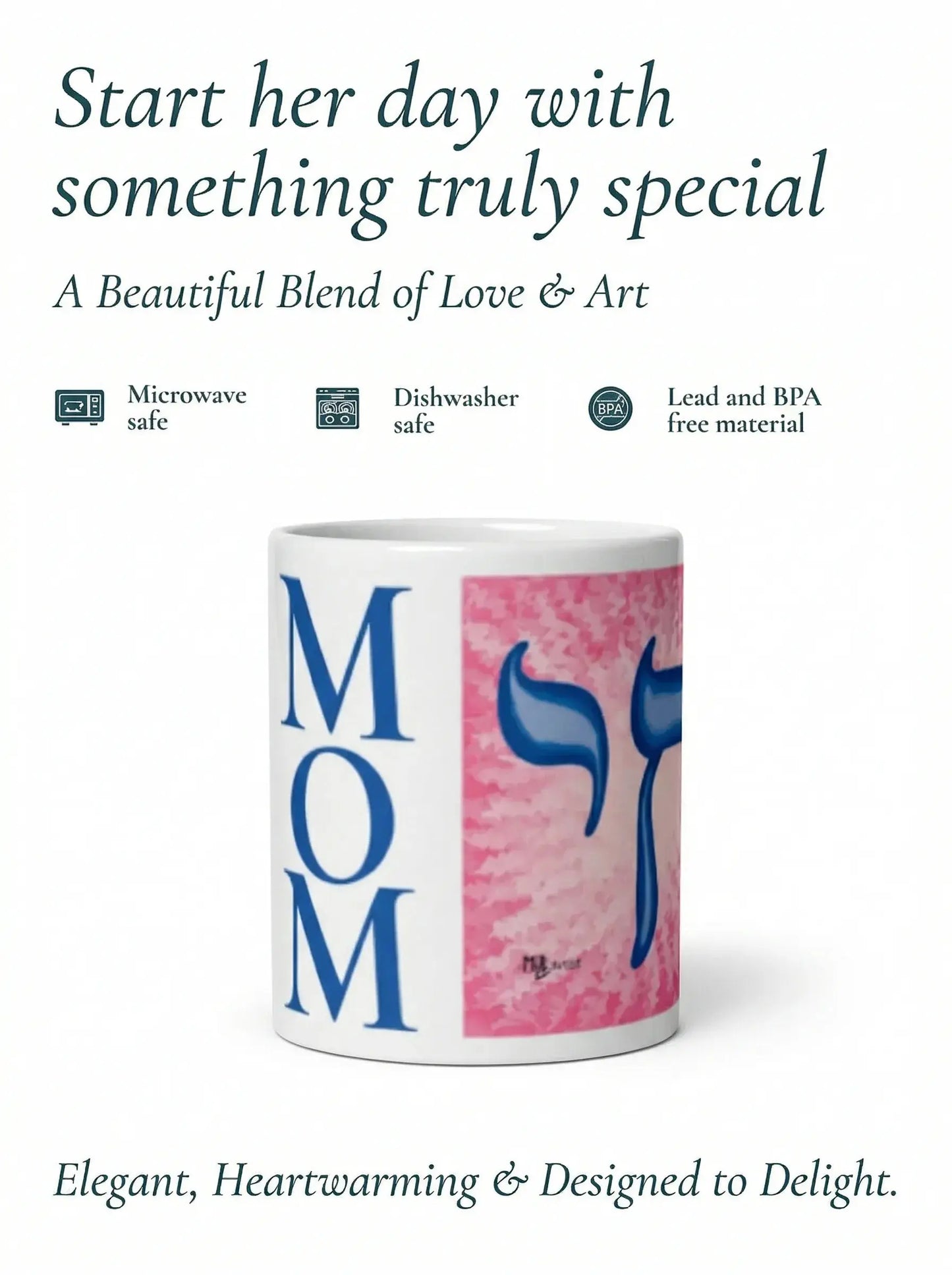 Blue Pink Chai Mom White Glossy Mug