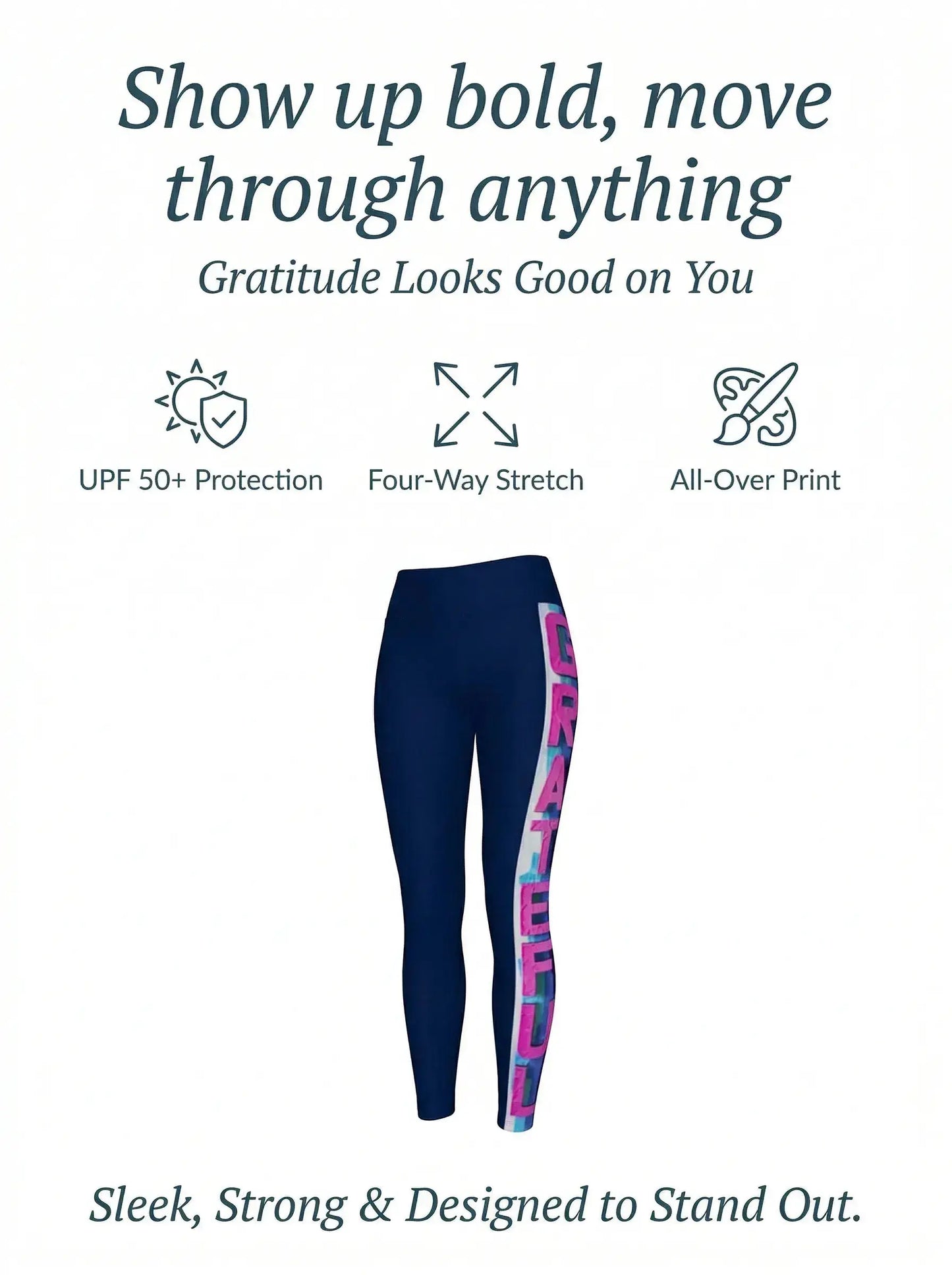 Navy Blue GRATEFUL Yoga Leggings MLB Artist