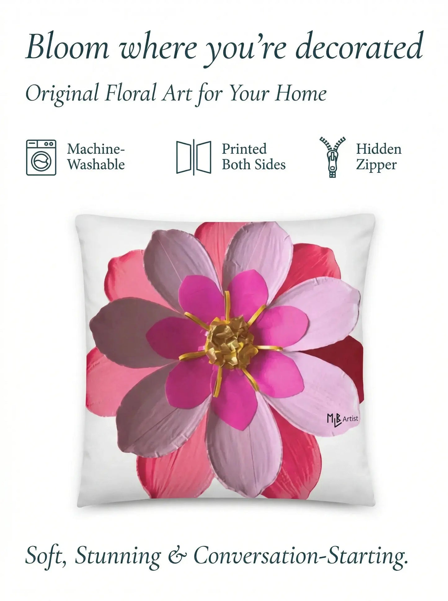 Pink Flower Basic Pillow