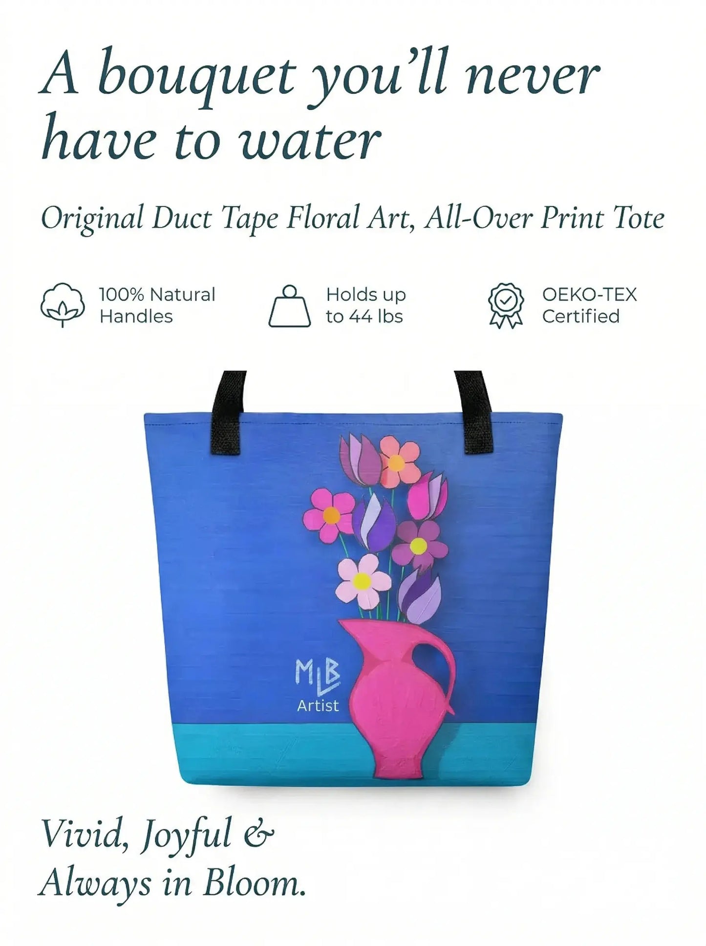 Duct Tape Flowers Tote Bag