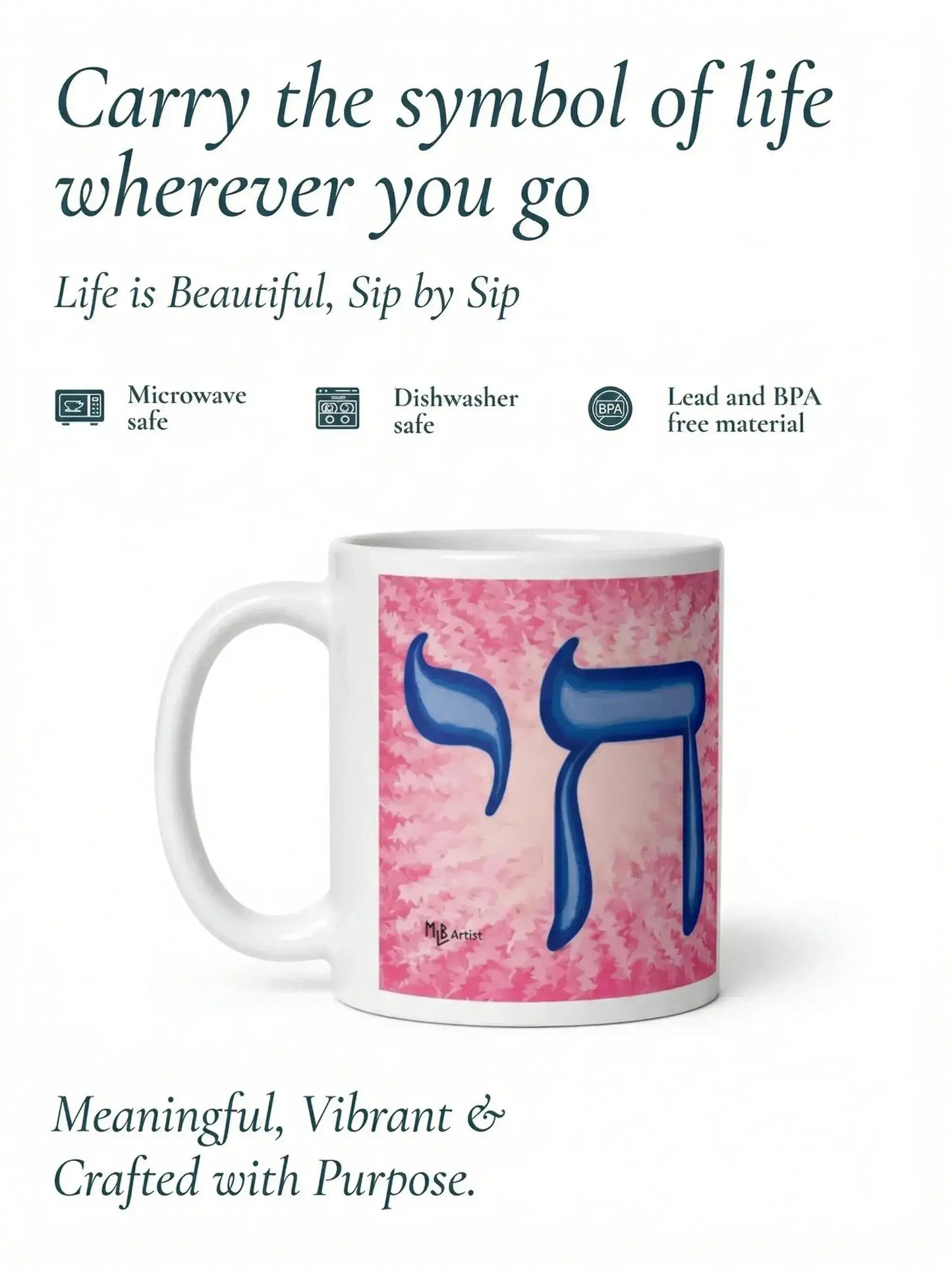 Blue Pink Chai Life White Glossy Mug MLB Artist