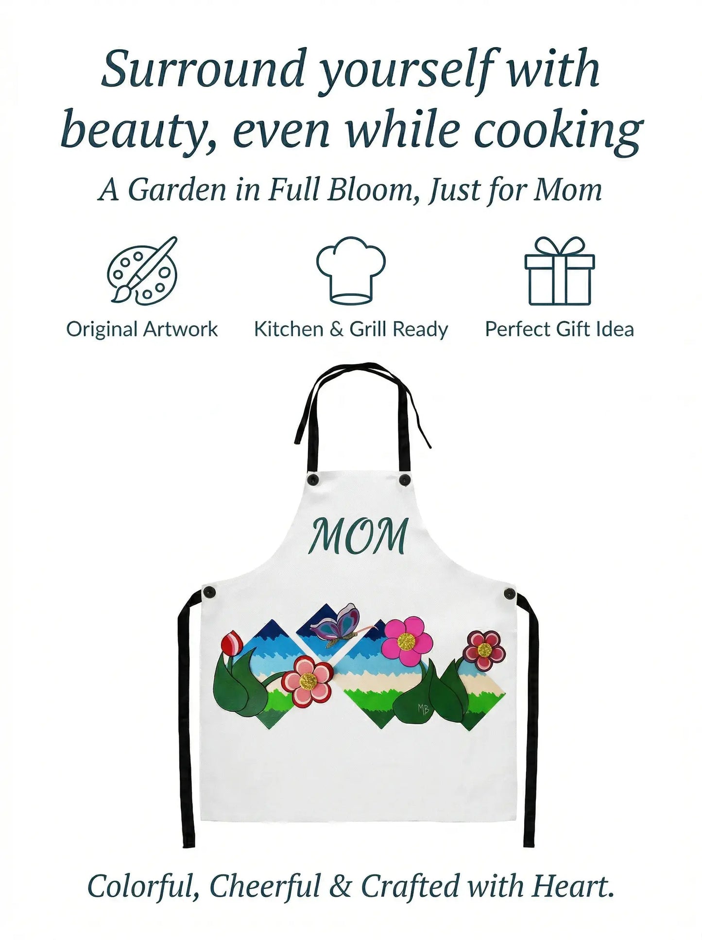 Flower Field Fantasy Mom Apron