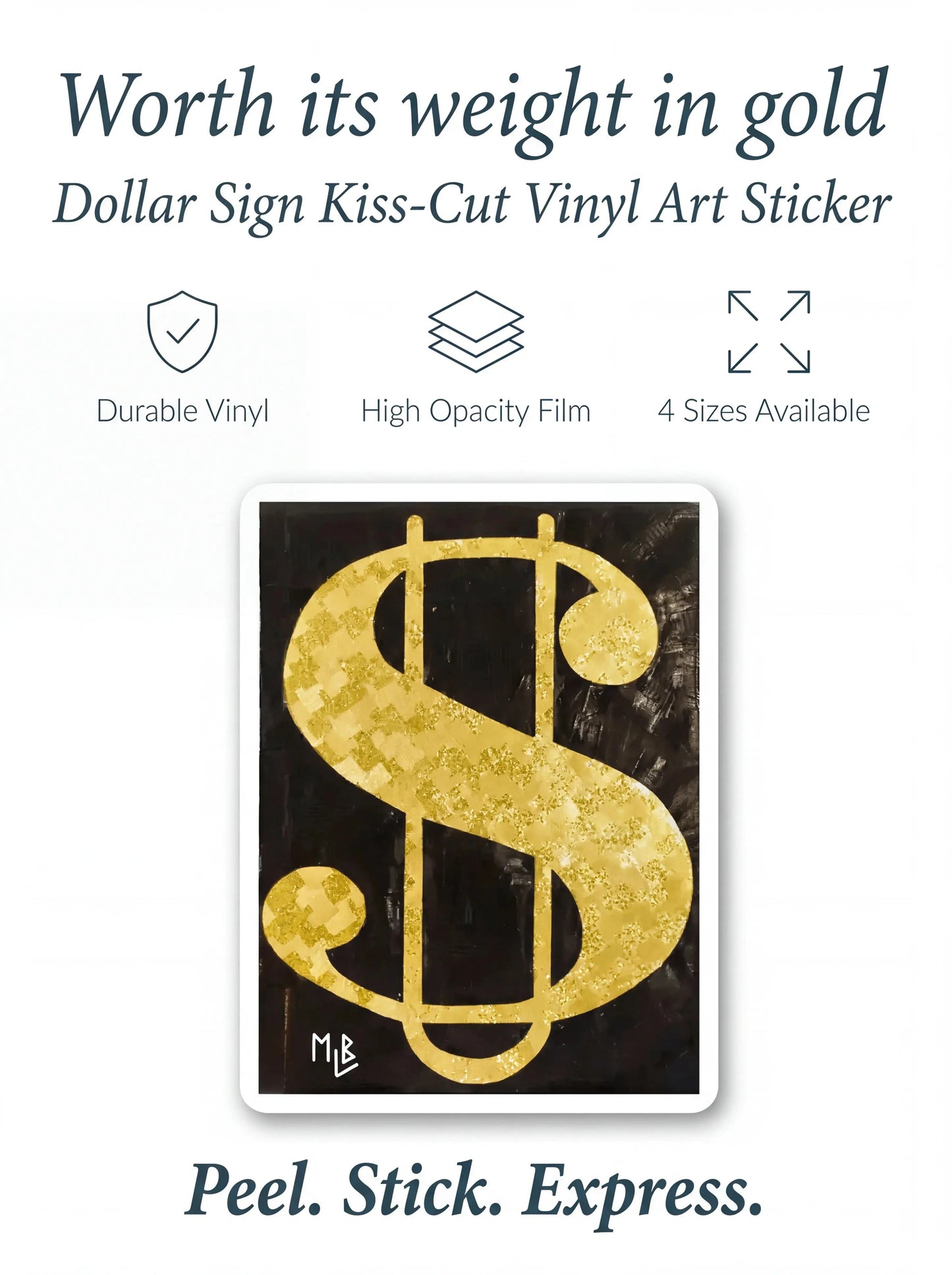 U$ Gold/Black Bubble-Free Stickers
