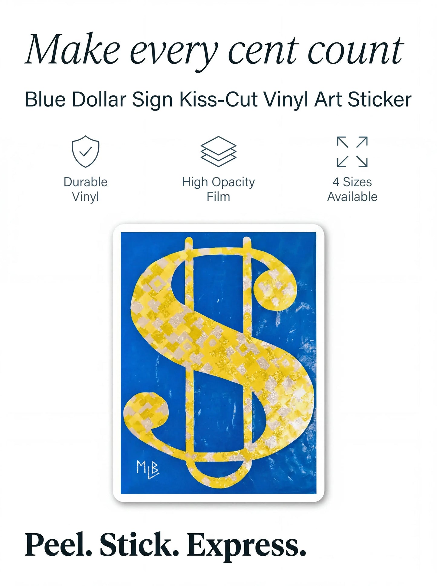 U$ Gold/Blue Bubble-Free Stickers