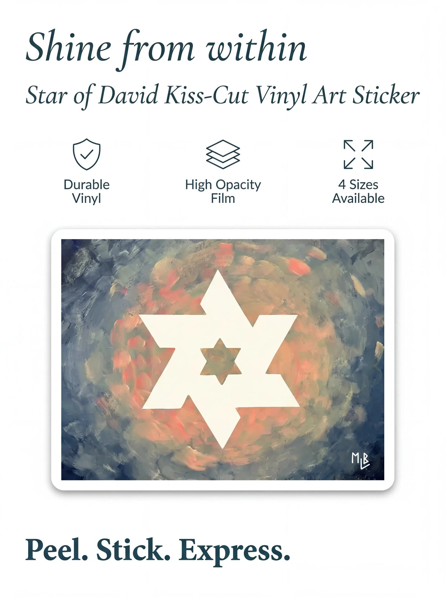 White Star Of David Bubble-Free Stickers