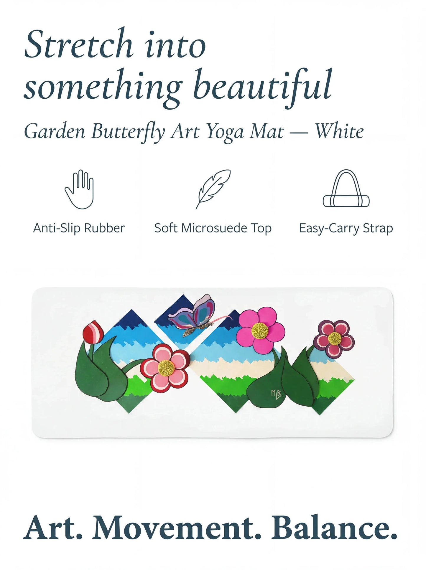 Flower Field Fantasy White Yoga Mat
