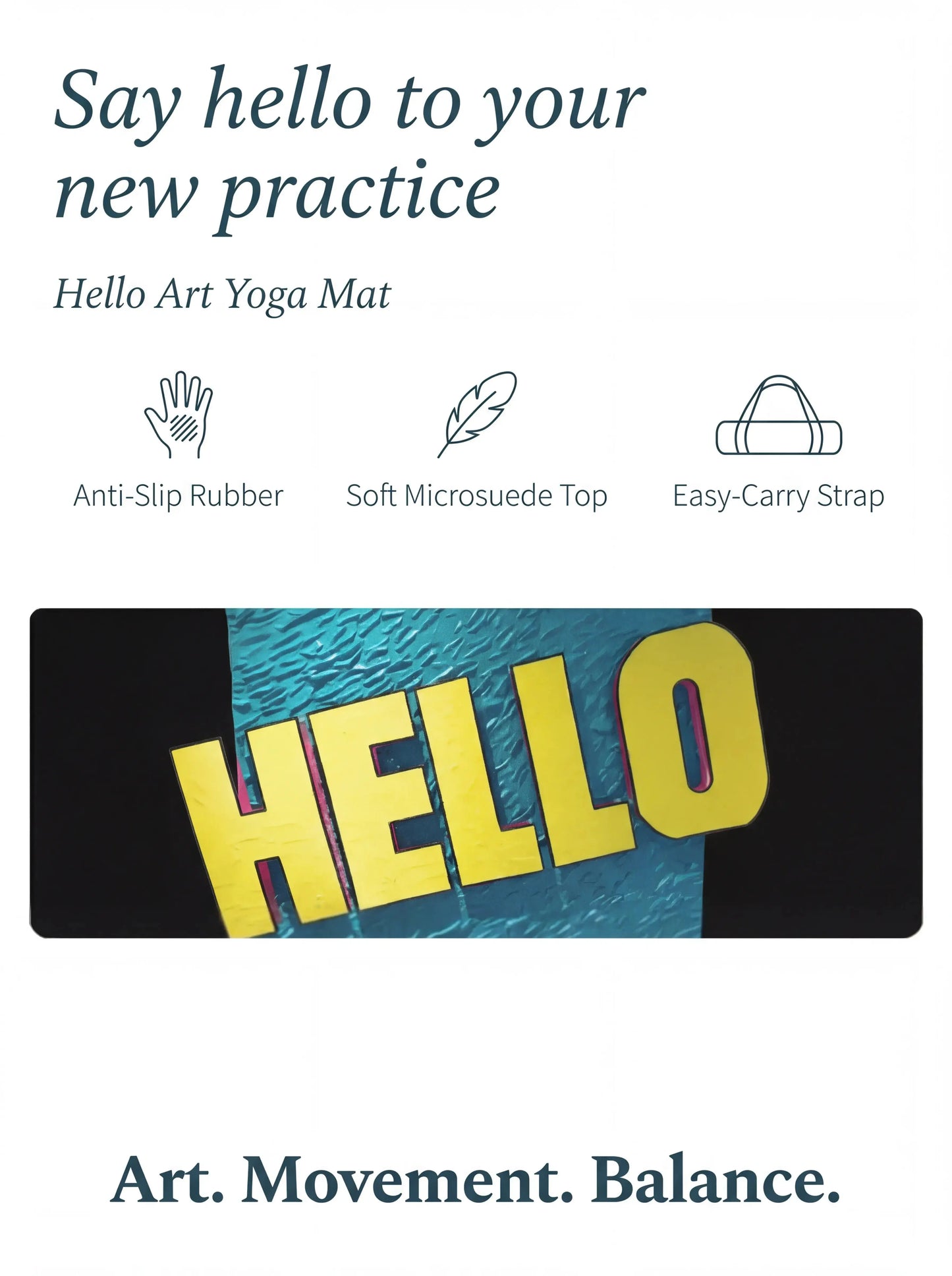 HELLO Black Yoga Mat
