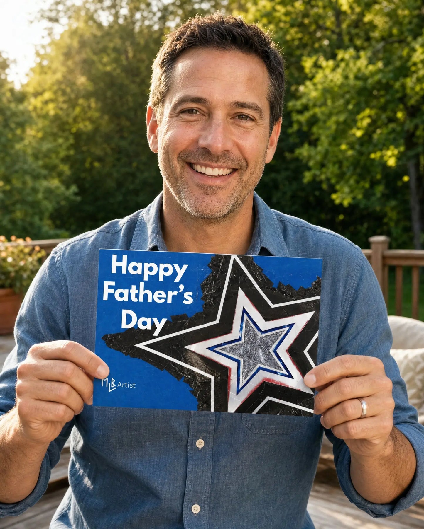 Happy Father's Day Horizontal Star Greeting Card