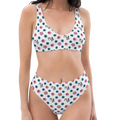 Repeating Flower Pattern High-Waisted Bikini