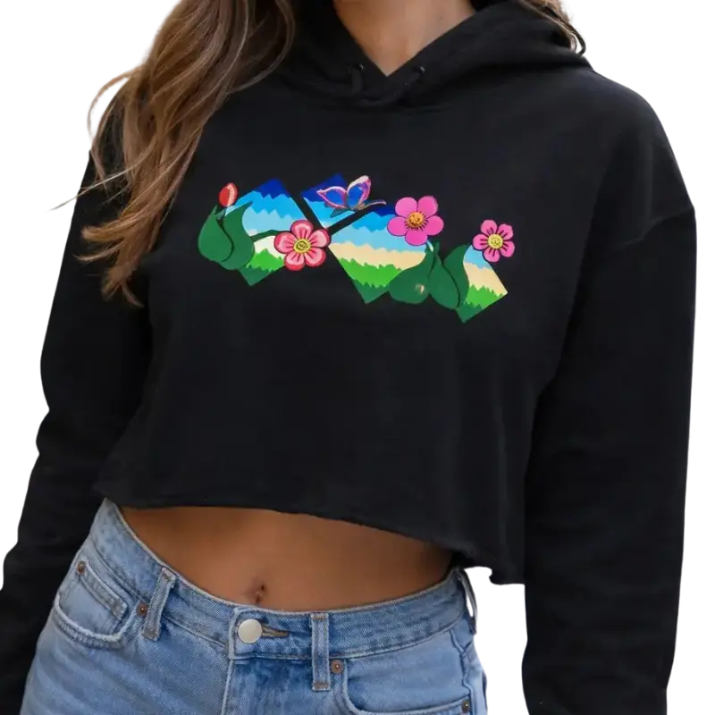 Flower Field Fantasy Crop Hoodie