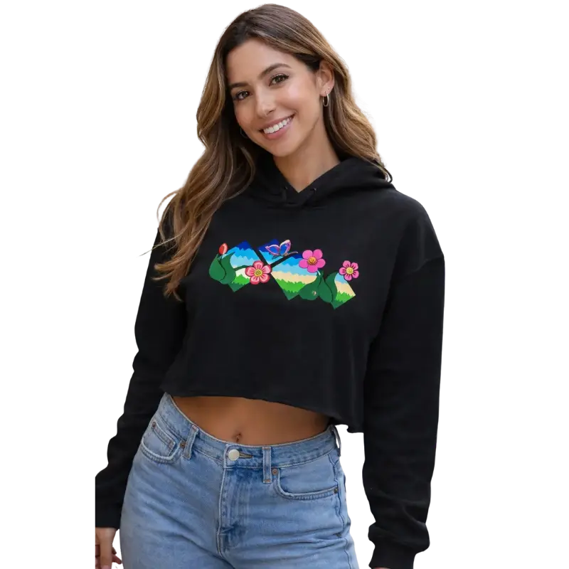 Flower Field Fantasy Crop Hoodie