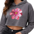 Pink Flower Crop Hoodie