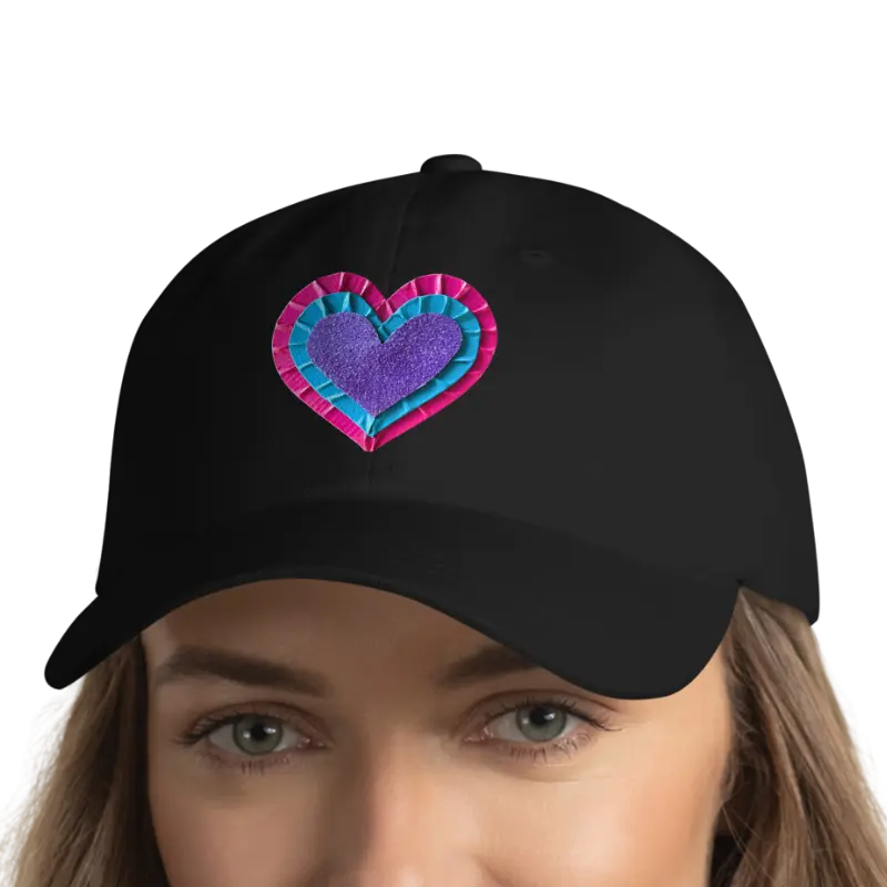 Purple Tape Heart Baseball Cap