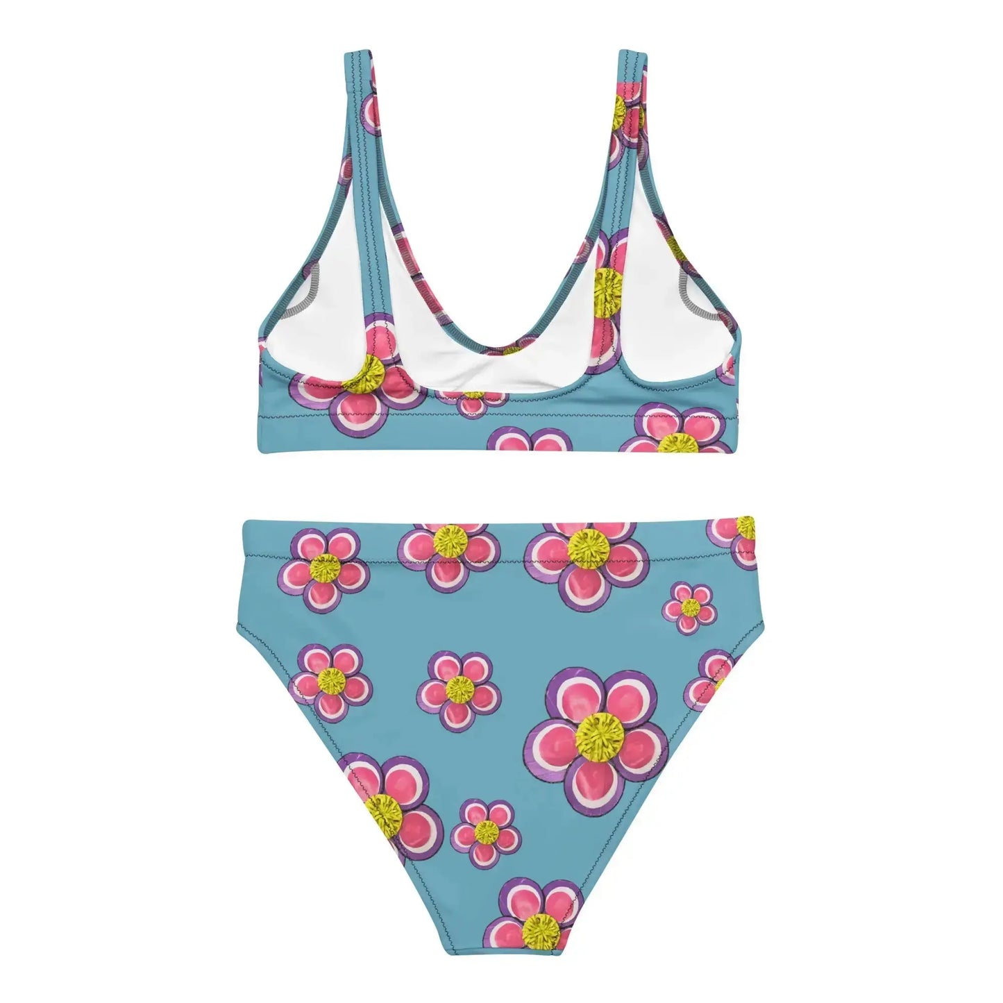 Purple and Pink High-Waisted Bikini