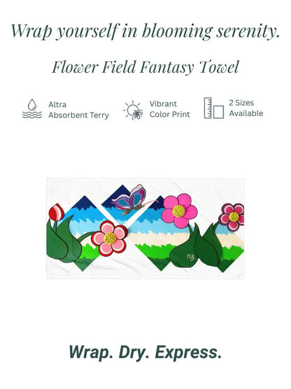 Flower Field Fantasy Beach Towel