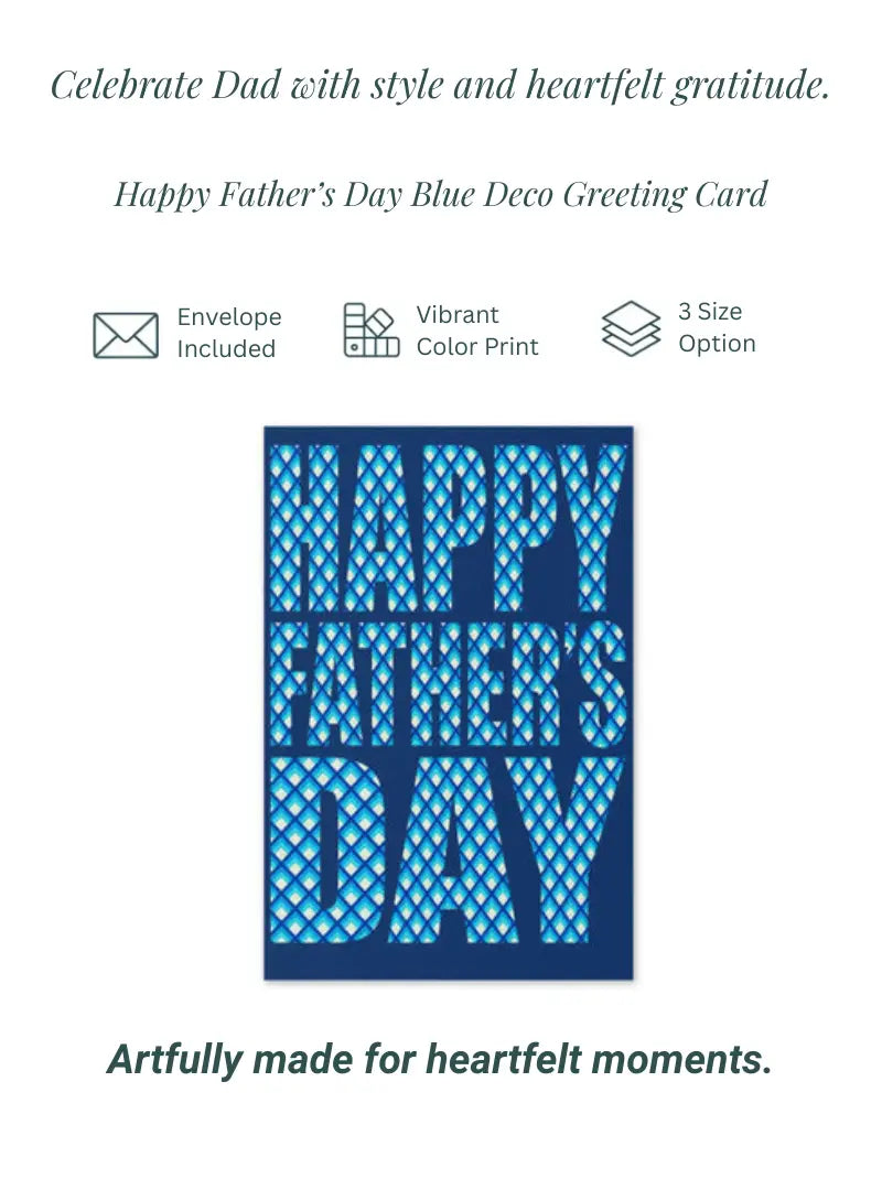 Happy Father's Day Blue Deco Greeting card