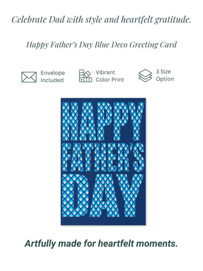 Happy Father's Day Blue Deco Greeting Card
