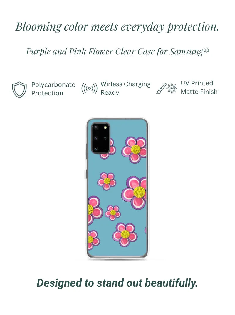 Purple and Pink Flower Clear Case for Samsung®