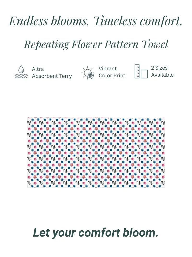 Repeating Flower Pattern Towel