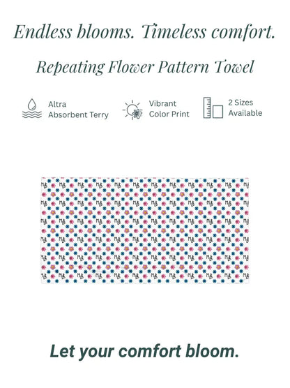 Repeating Flower Pattern Beach Towel