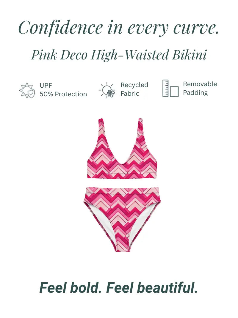 Pink Deco High-Waisted Bikini