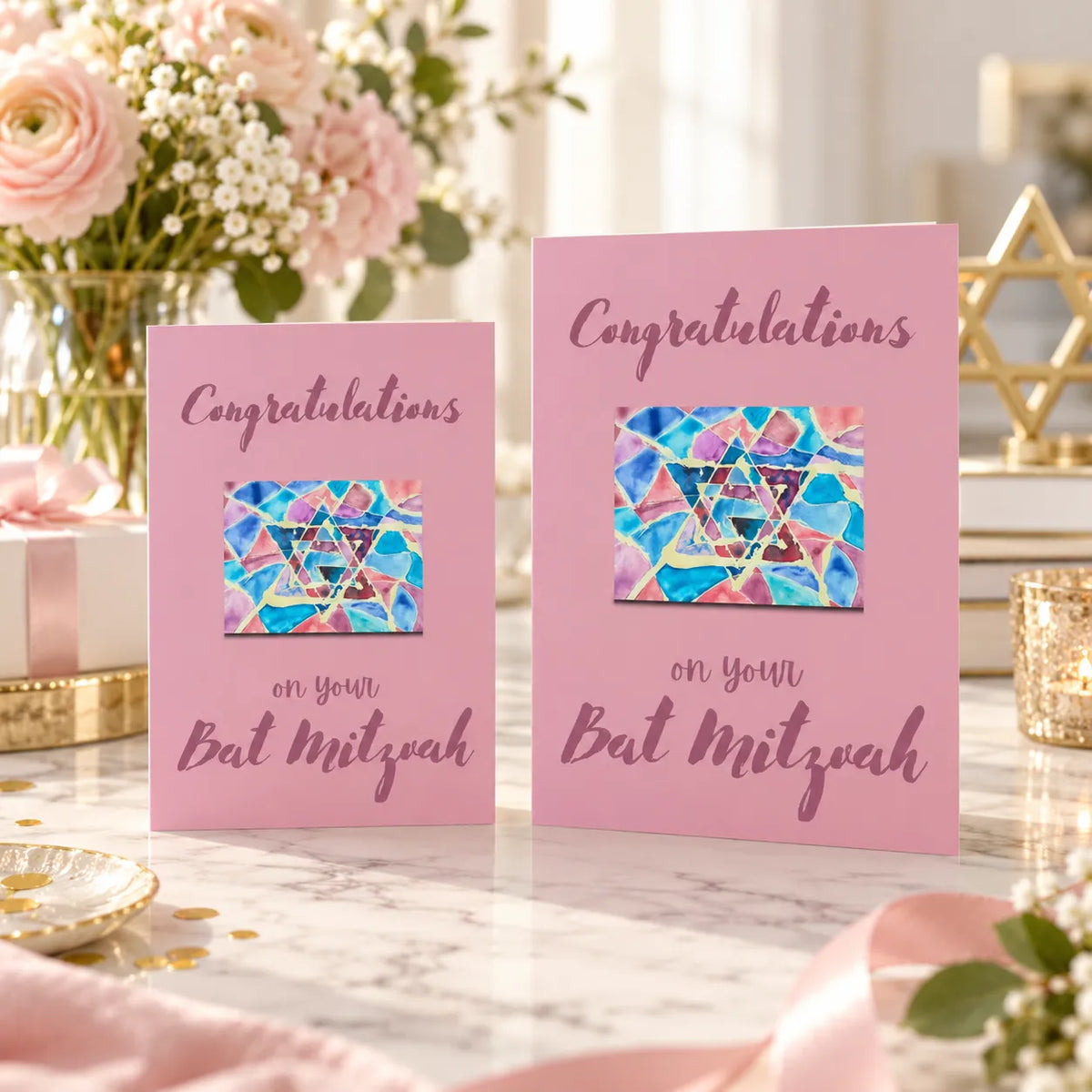 Pink Bat Mitzvah Card