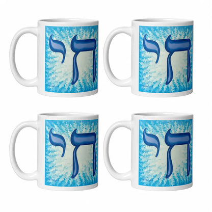 Blue Chai Life 4-Pack White Glossy Mugs