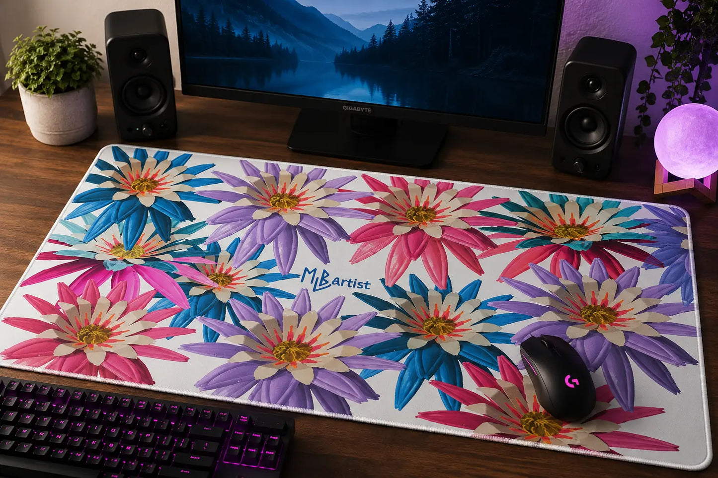 Electric Daisy Field Gaming Mouse Pad