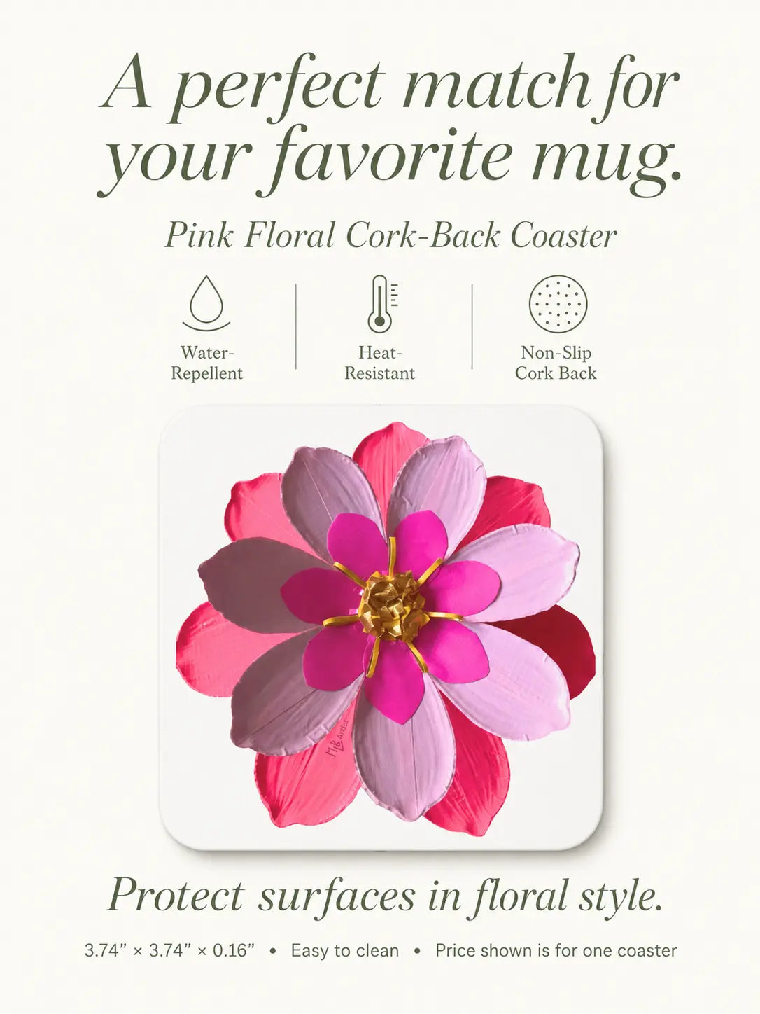 Flower Blossom Cork-back Coaster