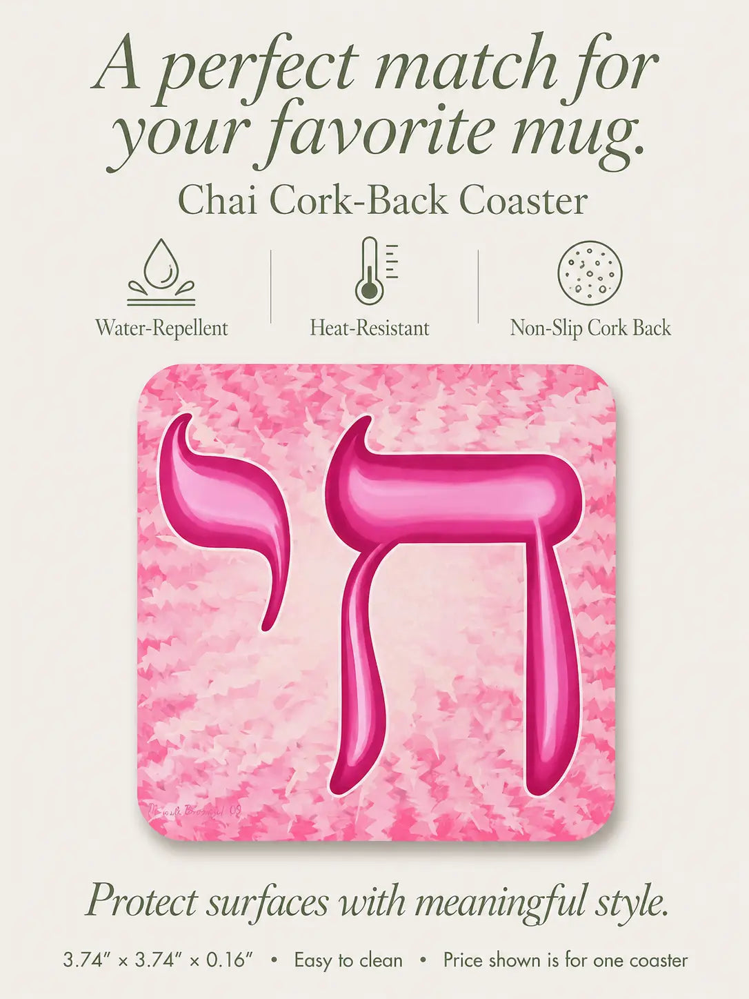 Pink Chai Life Cork-back Coaster