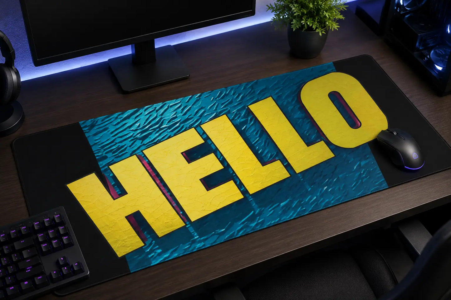 HELLO Black Gaming Mouse Pad