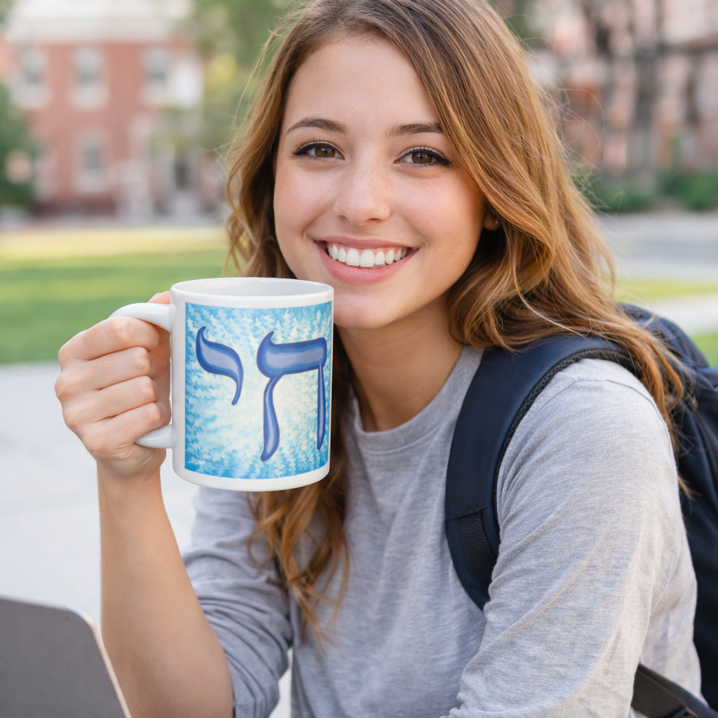 Jewish Chai White Glossy Mug