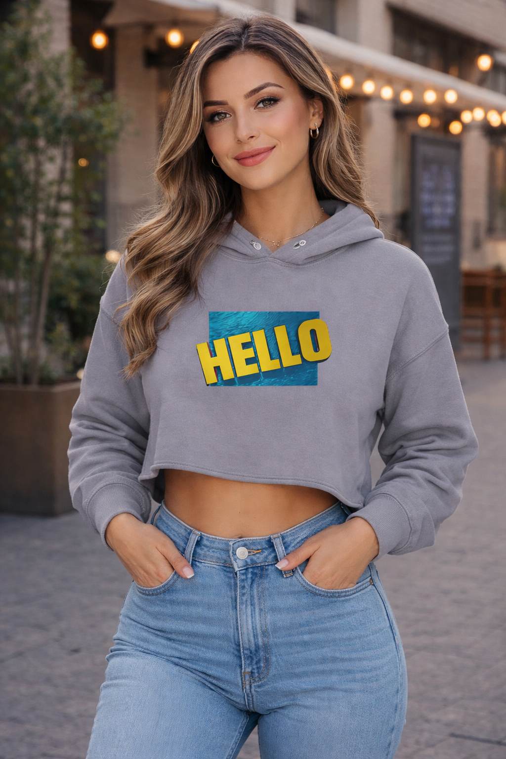 HELLO Crop Hoodie