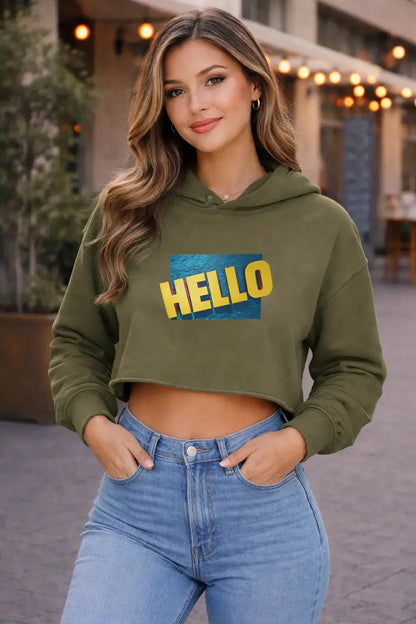 HELLO Crop Hoodie MLB Artist