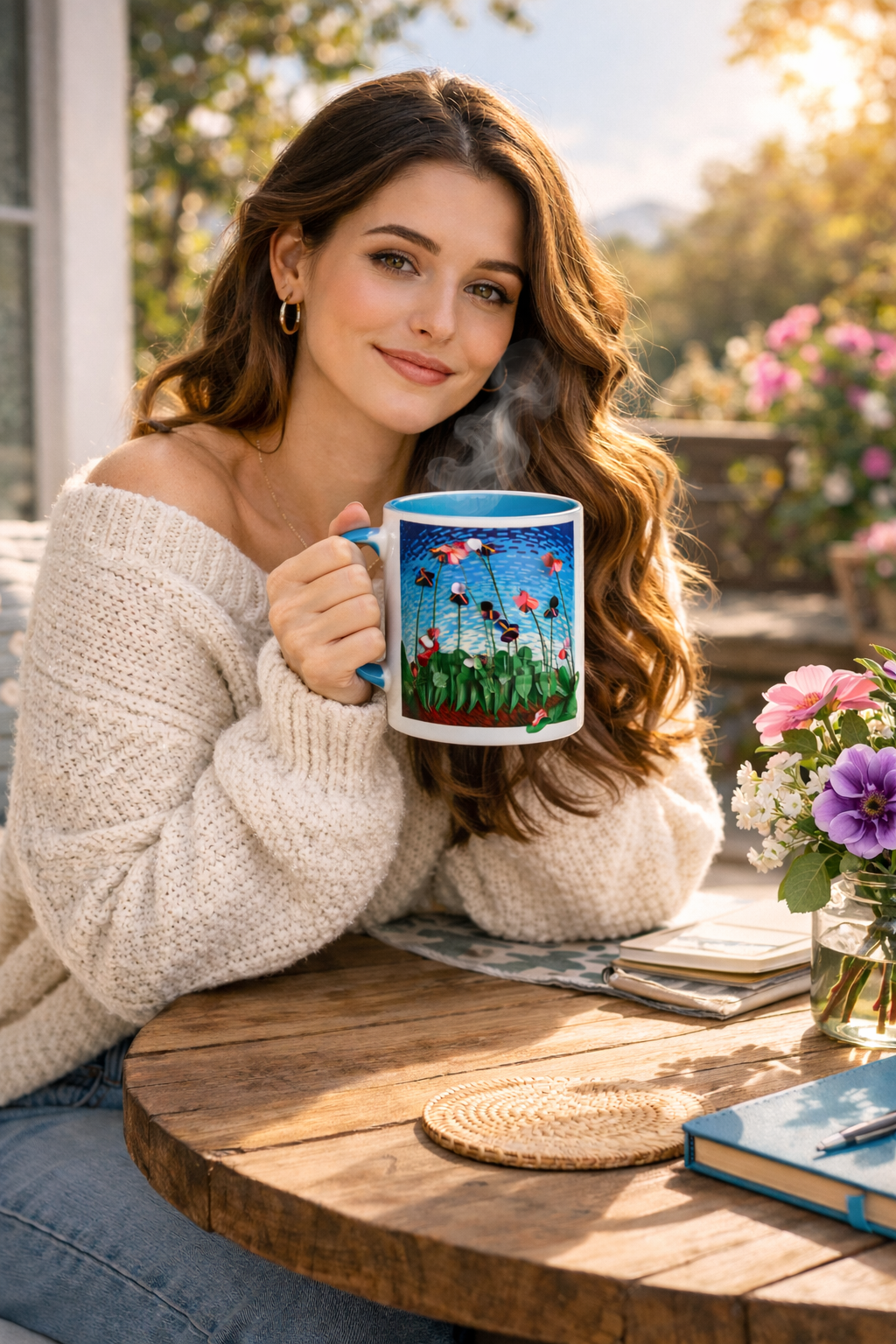 Flower Field Mug with Color Inside