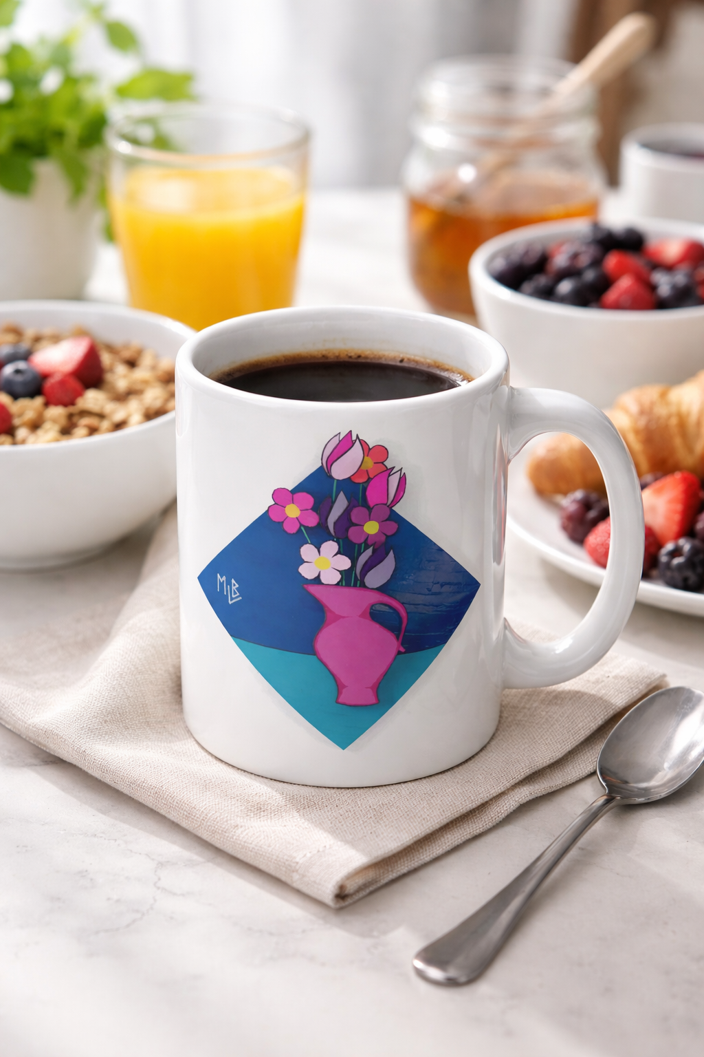 Duct Tape Flowers White Glossy Mug